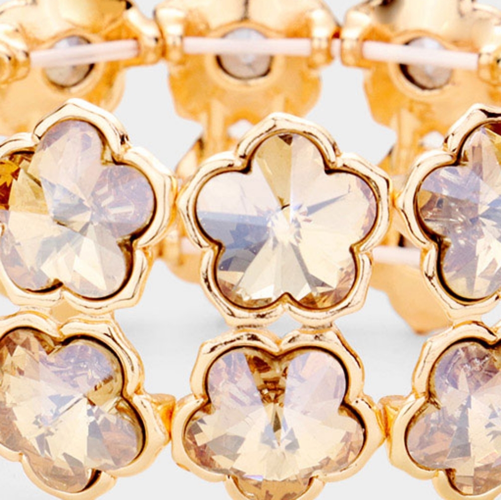 Topaz Crystal Cluster Flower Stretch Bracelet Cute - Picture 2 of 2